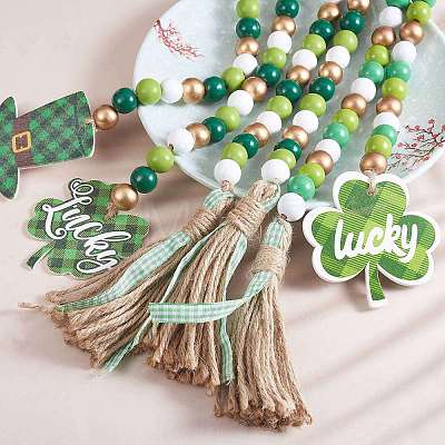 3Pcs 3 Style Wood Beaded Garlands HJEW-SZ0001-37-1