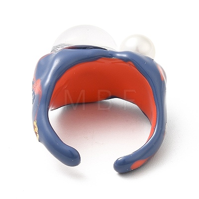 Acrylic Double Dragon Eye Open Cuff Ring RJEW-H111-03-1