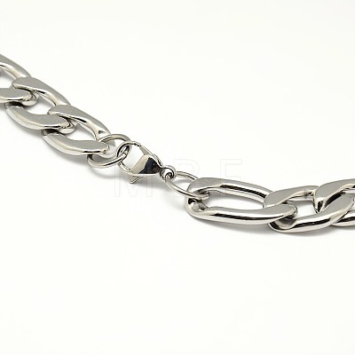 Fashionable 304 Stainless Steel Figaro Chain Necklaces for Men STAS-A028-N019P-1