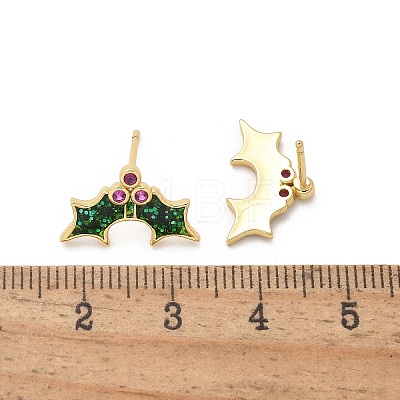 Brass Micro Pave Cubic Zirconia Stud Earrings EJEW-Q015-08G-1