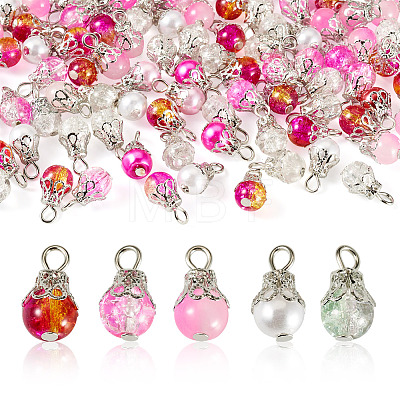 100Pcs Mixed Styles Glass Pendants PALLOY-TADJ00006-1