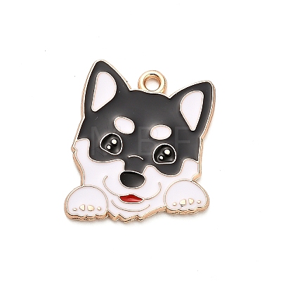 Animal Puppy Alloy Enamel Pendants FIND-V001-03G-01-1