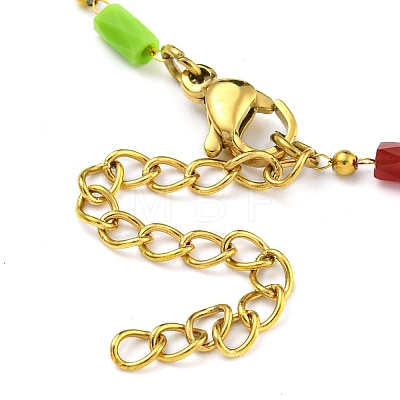 PVD Vacuum Plating 304 Stainless Steel & Glass Column Link Chain Bracelets for Women BJEW-P334-14G-1