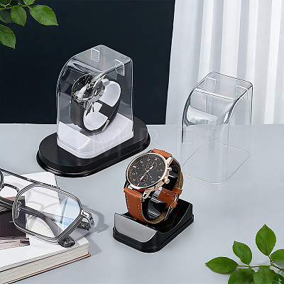 2Pcs 2 Colors Plastic C-Shaped Single Watch Display Cases CON-PH0003-61-1