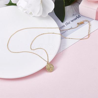 925 Sterling Silver 12 Constellation Necklace Gold Horoscope Zodiac Sign Necklace Round Astrology Pendant Necklace with Zircons Birthday Jewelry Gift for Women Men JN1089L-1