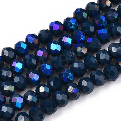 Electroplate Opaque Solid Color Glass Beads Strands EGLA-A044-P8mm-L16-1