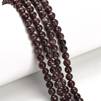 Natural Lepidolite/Purple Mica Stone Beads Strands G-H335-B03-4mm-A-1