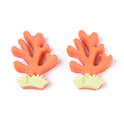 Coralline Opaque Resin Cabochons CRES-T025-45-1