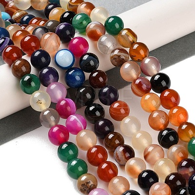 Natural Striped Agate/Banded Agate Beads Strands G-Z060-A01-B07-1