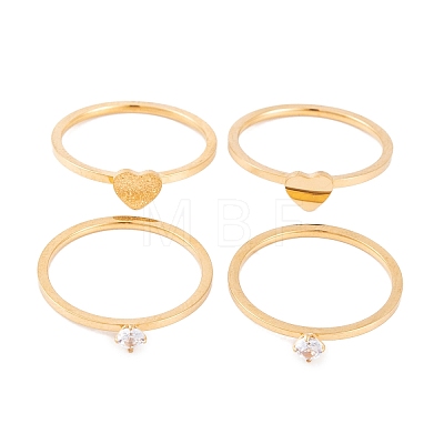 Heart 304 Stainless Steel Finger Ring Set for Women RJEW-C086-30-G-1