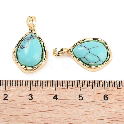 Synthetic Turquoise Teardrop Pendants KK-C051-59G-01-1