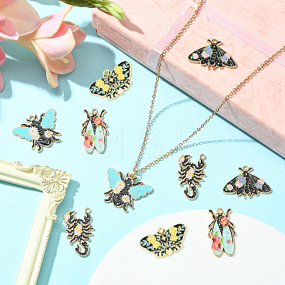 20Pcs 5 Styles Insect Series Alloy Enamel Pendants ENAM-CJ0005-40-1