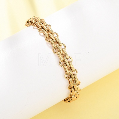 3-Tie 304 Stainless Steel Multi-stand Oval Link Chain Bracelets for Women Men BJEW-F529-06G-1