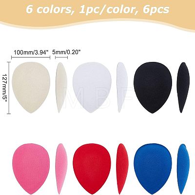 CHGCRAFT 6Pcs 6 Colors EVA Cloth Teardrop Fascinator Hat Base for Millinery AJEW-CA0002-78-1