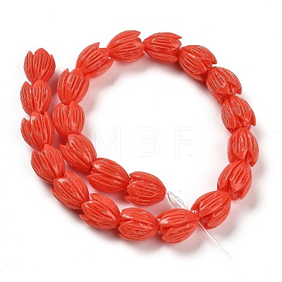 Synthetic Coral Dyed Carved Beads Strands CORA-P004-01A-1