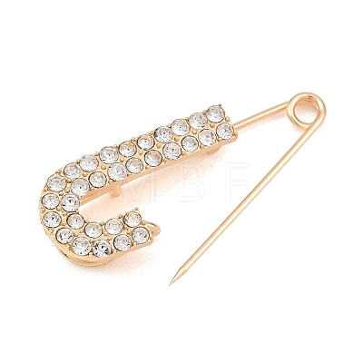 Crystal Rhinestone Safety Pin Brooches JEWB-A040-01A-G-1