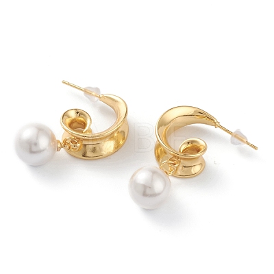 Brass Half Hoop Earrings X-EJEW-A056-25G-1