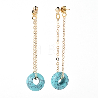 Synthetic Turquoise Dangle Stud Earrings EJEW-JE03730-03-1