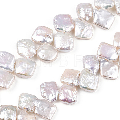 Baroque Natural Nucleated Pearl Keshi Pearl Beads Strands PEAR-S020-K10-2-1