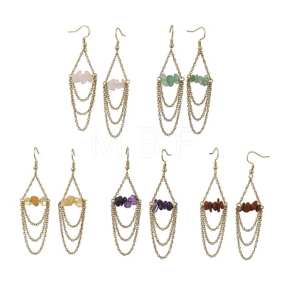 Natural Gemstone Dangle Earrings EJEW-JE07287-1