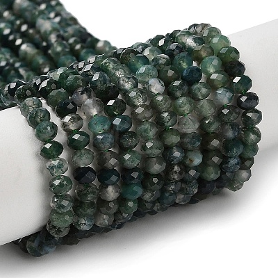 Natural Moss Agate Beads Strands G-C228-A01-3x4mm-1