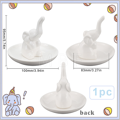SUNNYCLUE 1Pc Elephant Shape Porcelain Jewelry Plate DJEW-SC0001-09-1
