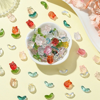 100Pcs 2 Styles Transparent Glass Beads GLAA-YW0003-44-1