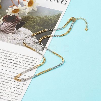 Two Tone 304 Stainless Steel Curb Chain Necklaces NJEW-JN03541-1