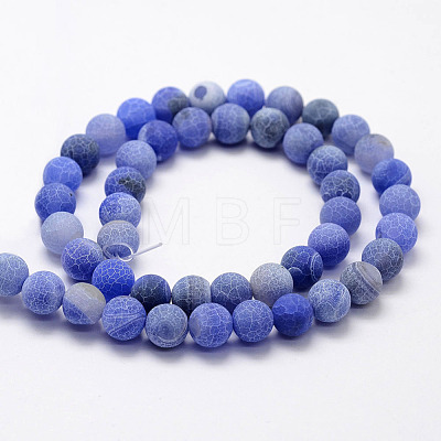 Frosted Natural Weathered Agate Beads Strands G-F367-8mm-01-1