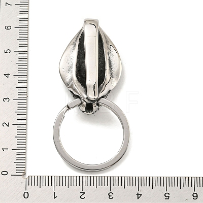 Tibetan Style 316 Surgical Stainless Steel Fittings with 304 Stainless Steel Key Ring FIND-Q101-02AS-1