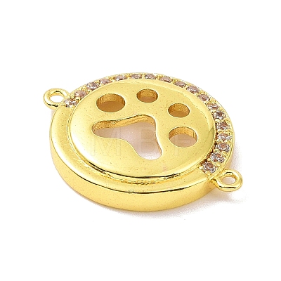 Real 18K Gold Plated Brass Micro Pave Cubic Zirconia Connector Charms KK-L209-048G-01-1