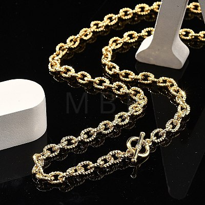 Brass Twisted Cable Chain Necklaces with OT Clasps for Men Women NJEW-G160-11G-1