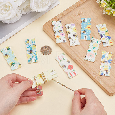 10Pcs 10 Styles Flower Printed Felt Necklace Display Cards DIY-SC0033-86C-1