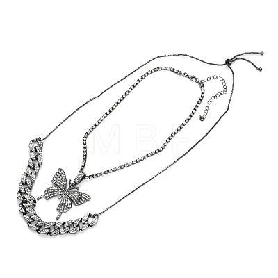 Alloy Rhinestone Pendant Necklaces & Adjustable Slider Necklaces Sets NJEW-Z012-03B-1