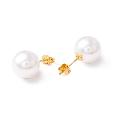 6 Pair Shell Pearl Round Ball Stud Earrings EJEW-A067-18B-G-1