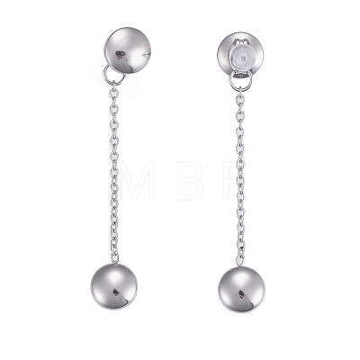 304 Stainless Steel Chain Tassel Earrings EJEW-I248-08-1