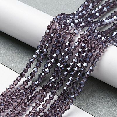 Transparent Electroplate Glass Beads Strands LS-GLAA-F029-4mm-C04-1