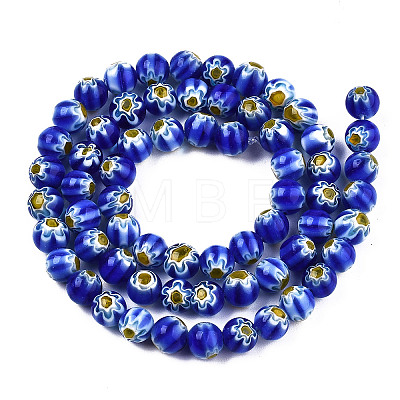 Round Millefiori Glass Beads Strands X1-LK-P001-34-1