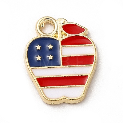 American Flag Style Alloy Enamel Pendants ENAM-M046-02G-1