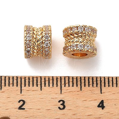 Brass Micro Pave Clear Cubic Zirconia Beads KK-B110-08G-1