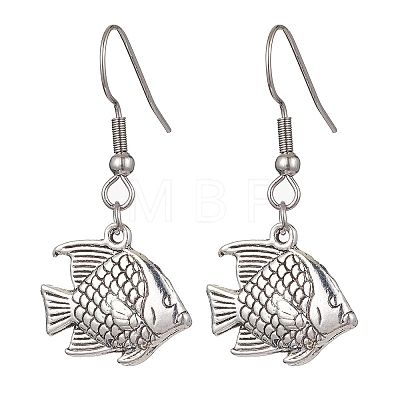 Fish Alloy Dangle Earrings EJEW-JE05535-1