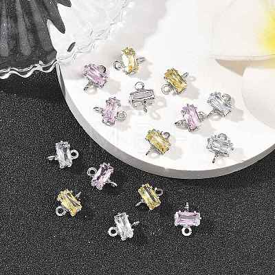 SHEGRACE Brass Pave Cubic Zirconia Rectangle Connector Charms XGRQ2O694-438P-1