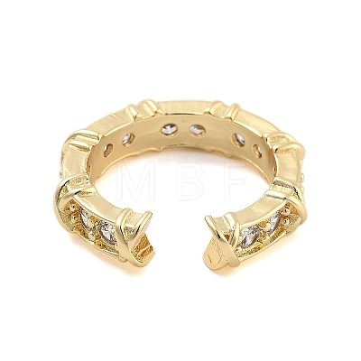 Clear Cubic Zirconia Open Cuff Rings RJEW-U002-09G-1