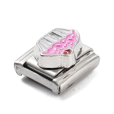 Cupcake 304 Stainless Steel Enamel Coffee Connector Charms STAS-L023-005H-1
