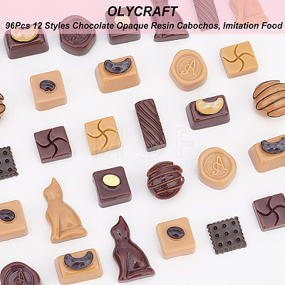 Olycraft 112Pcs 14 Styles Chocolate Opaque Resin Decoden Cabochons RESI-OC0001-53-1