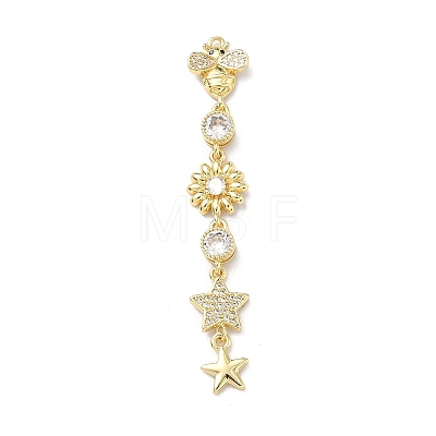 Brass Micro Pave Clear Cubic Zirconia Big Pendants KK-B176-02G-08-1