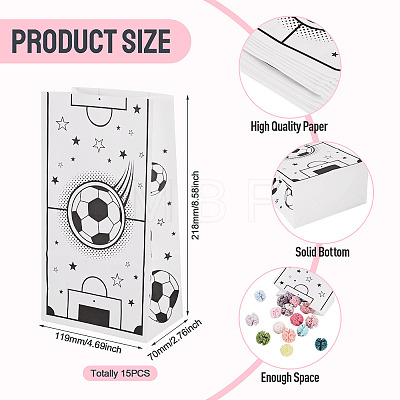15Pcs Football Pattern Paper Bakery Bags ABAG-TA0002-32A-1