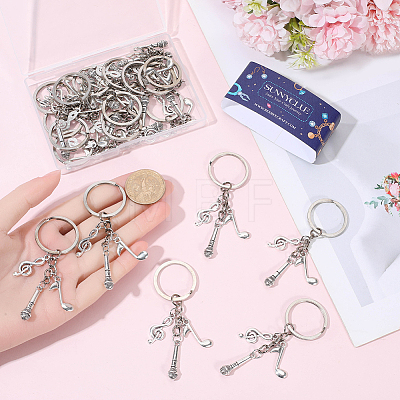 20Pcs Alloy Microphone & Musical Note Keychains KEYC-SC00045-1