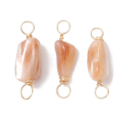 Natural Seashell Nuggets Links Connector Charms PALLOY-JF02843-1