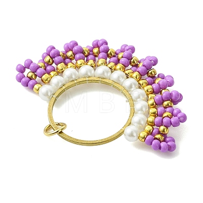 Glass Seed Beaded & Brass Linking Rings Pendnats PALLOY-MZ01340-01-1